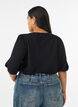 Blouse en maille pointelle &agrave; manches courtes, Noir, Model image number 2