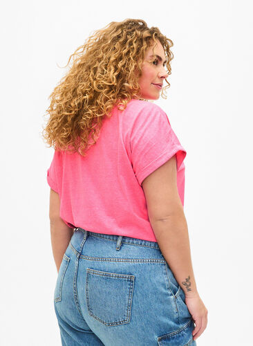 T-shirt en coton néon, Neon pink, Model image number 1