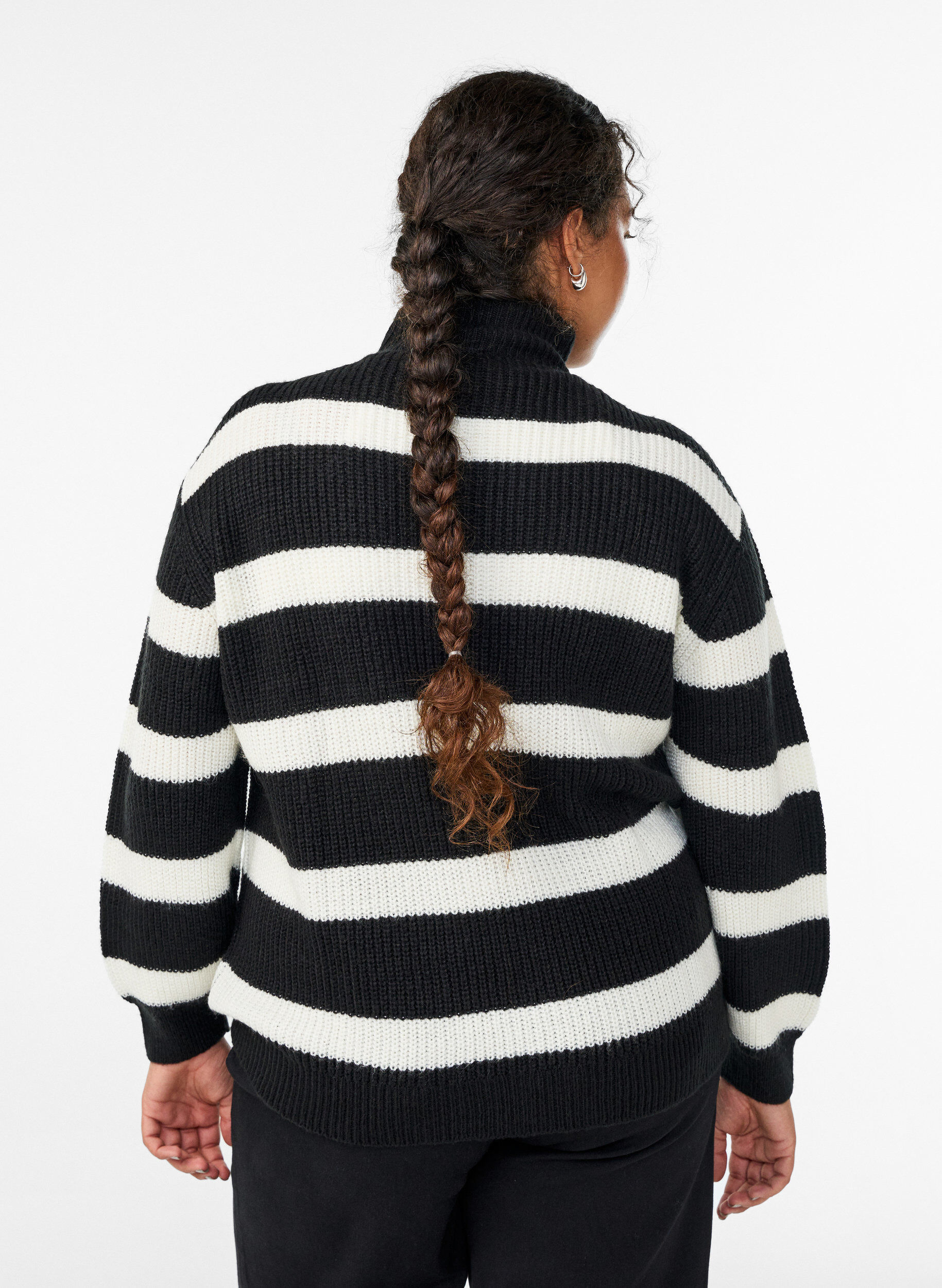 ZizziPull en tricot avec col haut et fermeture &eacute;clair, Noir, Model image number 2