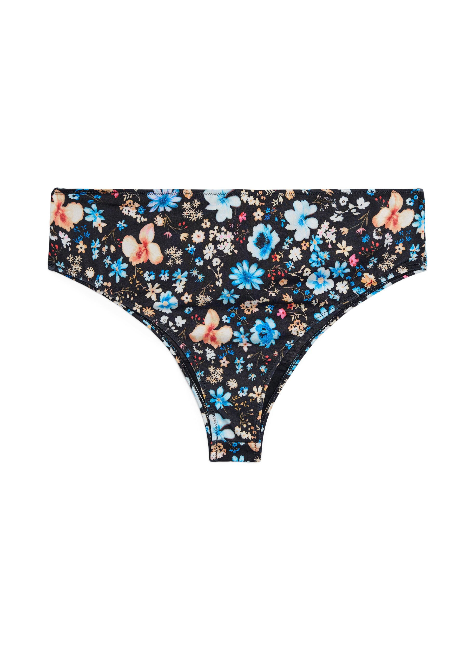 ZizziBloemen brazilian bikini broekje, Blauw, Packshot image number 1