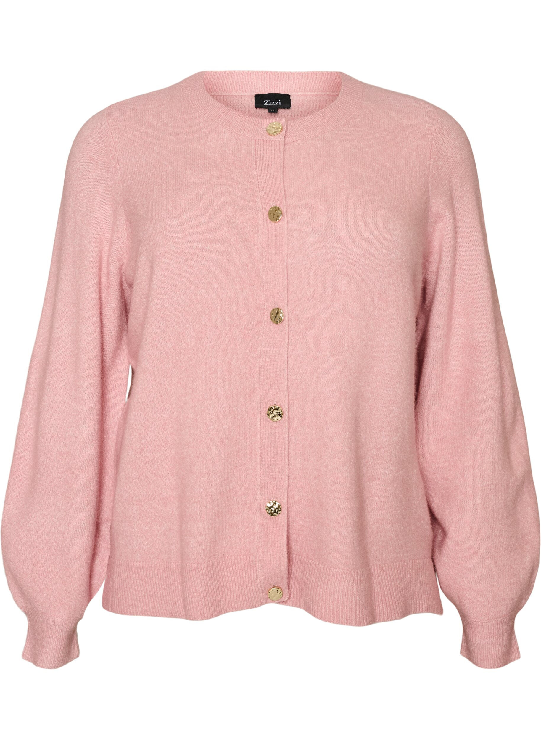 ZizziCardigan en maille douce avec boutons dor&eacute;s, Rose poudr&eacute;e, Packshot image number 0