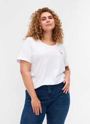 T-Shirt imprimé, White Flamingo, Model image number 0