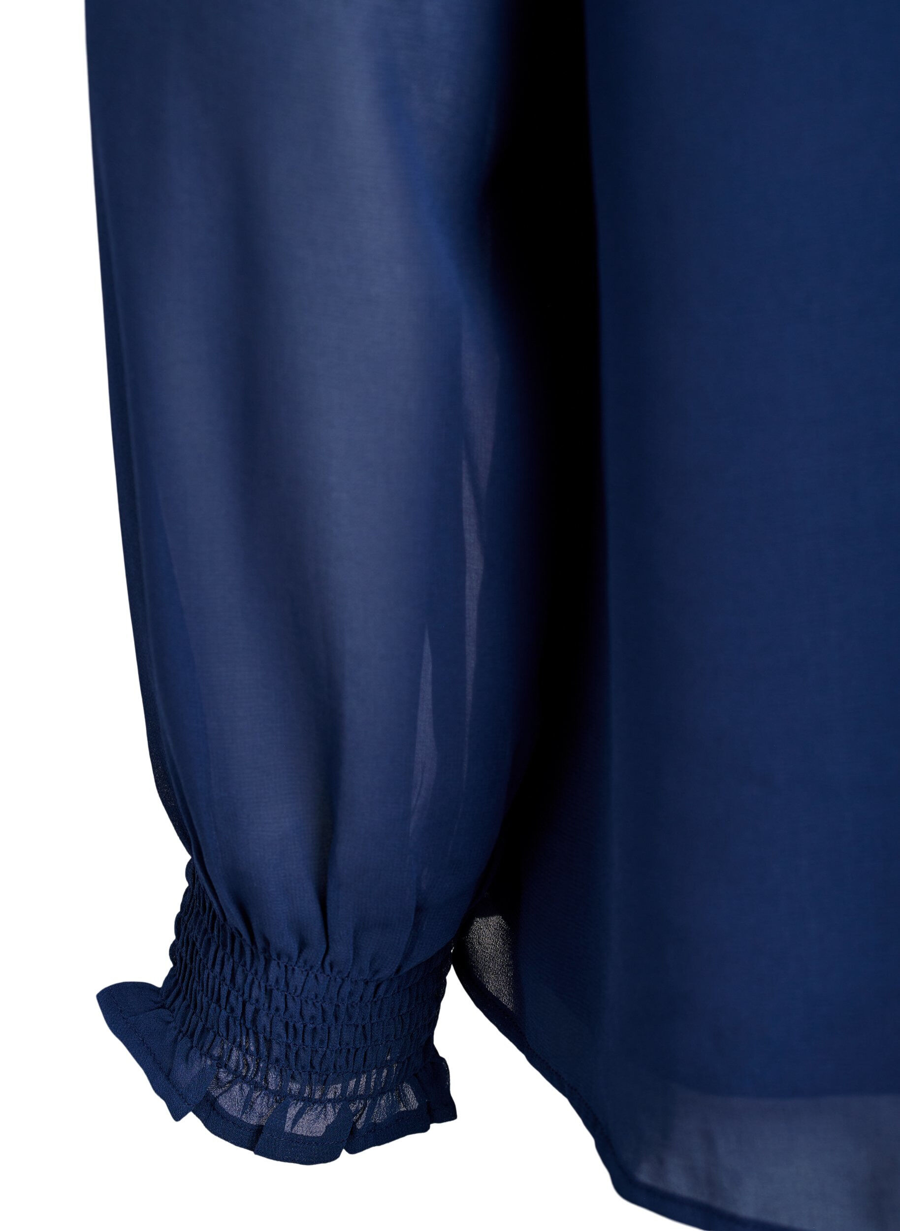 Zizzi Blouse avec manches transparentes et fronces, Bleu, Packshot image number 3