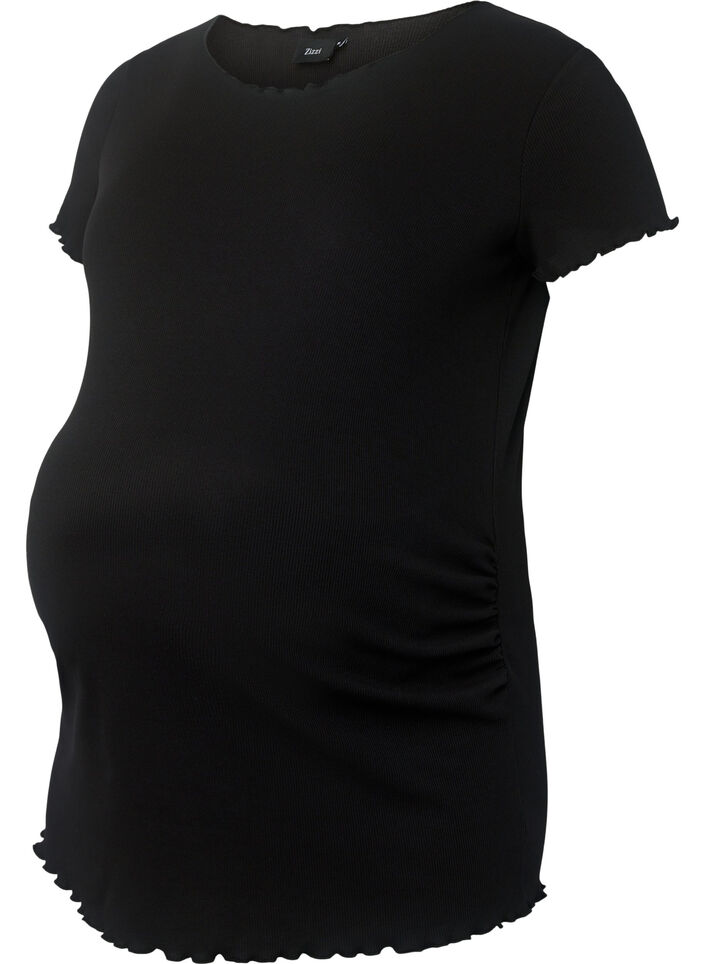 T-shirt de grossesse en côte, Black, Packshot image number 0
