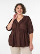 Viscose blouse met een stippenstructuur en V-hals, Bruin, Model image number 0