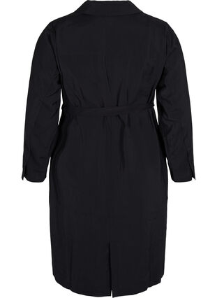 Viscose jurk met knopen en riem, Black, Packshot image number 1