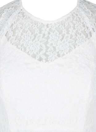 Robe de mariée en dentelle à manches courtes, Star White, Packshot image number 2