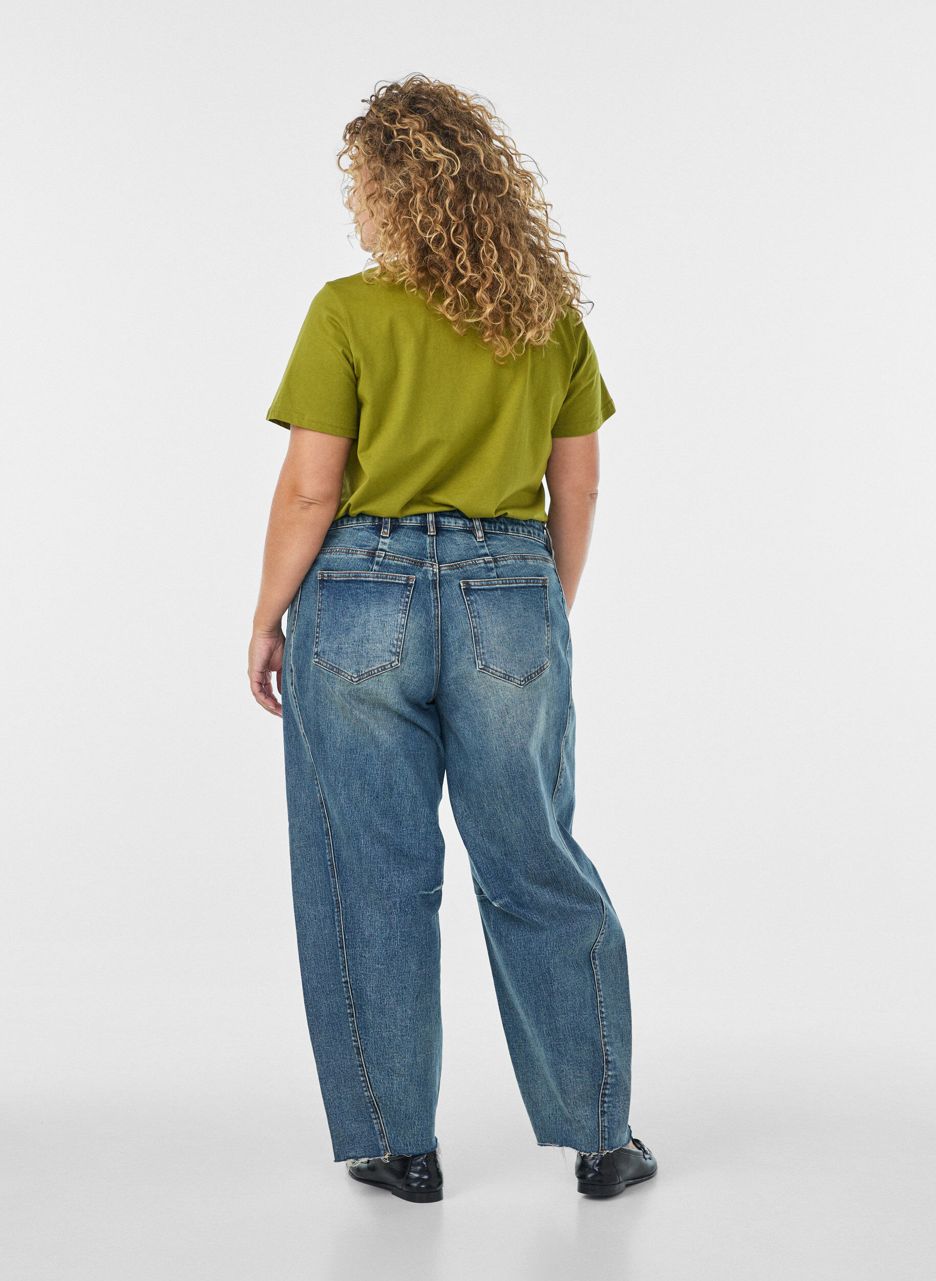 ZizziKatoenen T-shirt met tekstbadge, Groen, Model image number 2