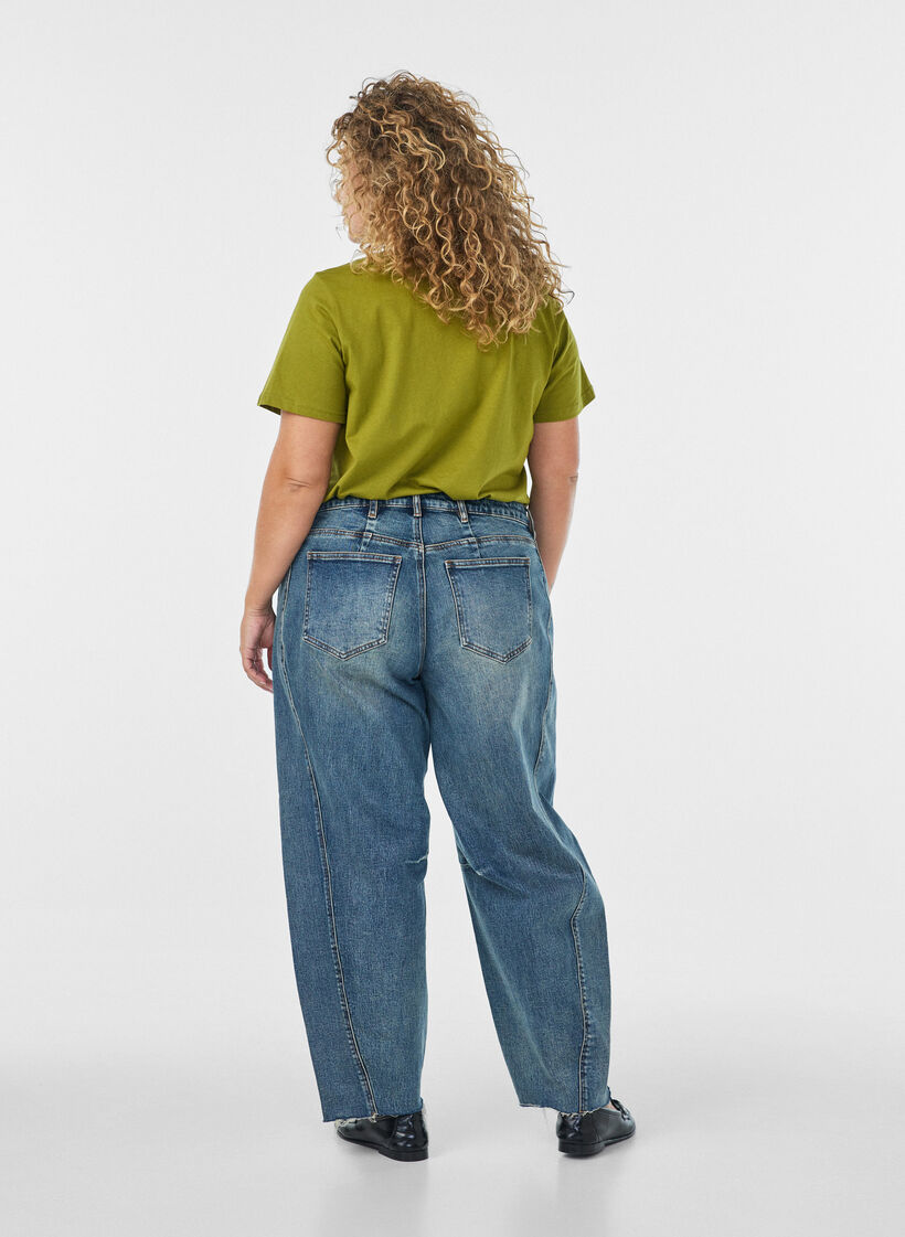 Katoenen T-shirt met tekstbadge, Groen, Model image number 2