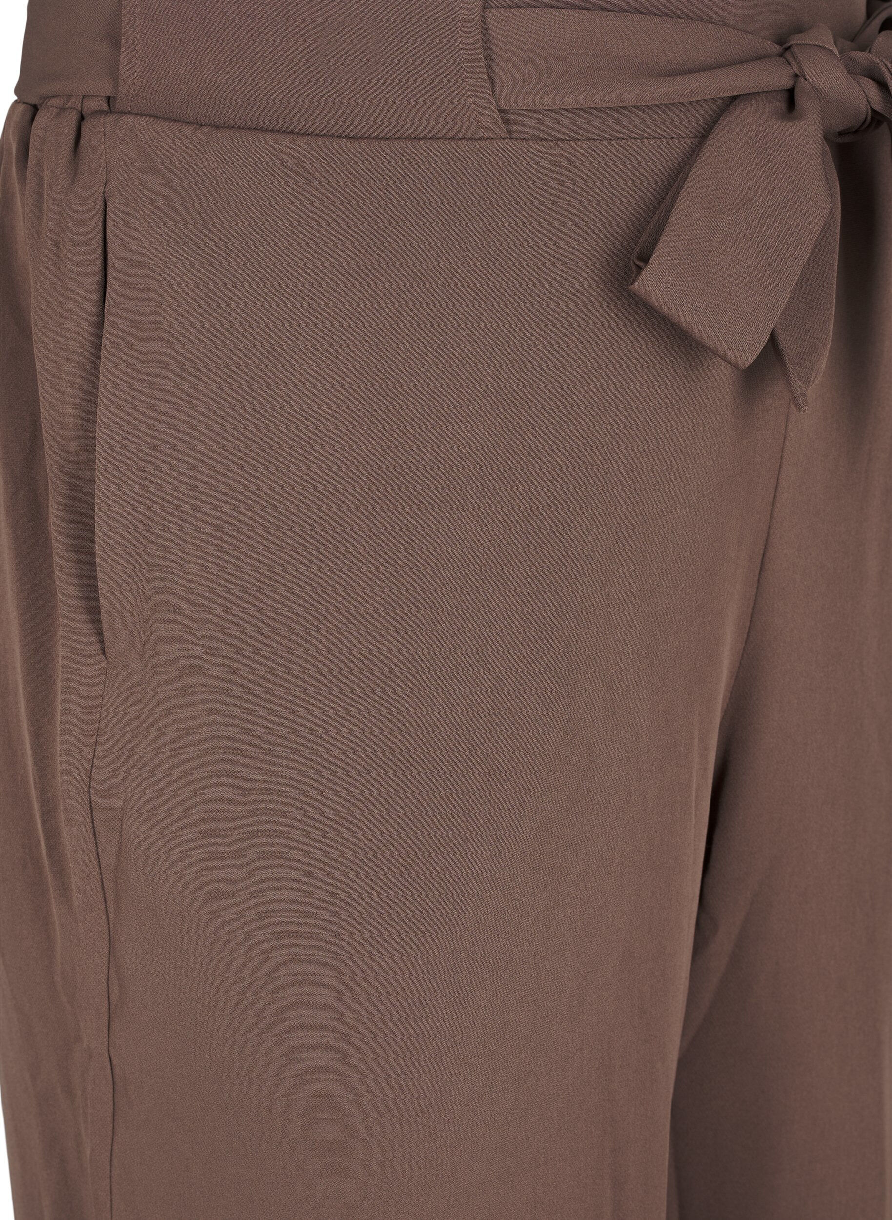Zizzi Pantalons larges &agrave; taille haute et ceinture &agrave; nouer, Marron, Packshot image number 2