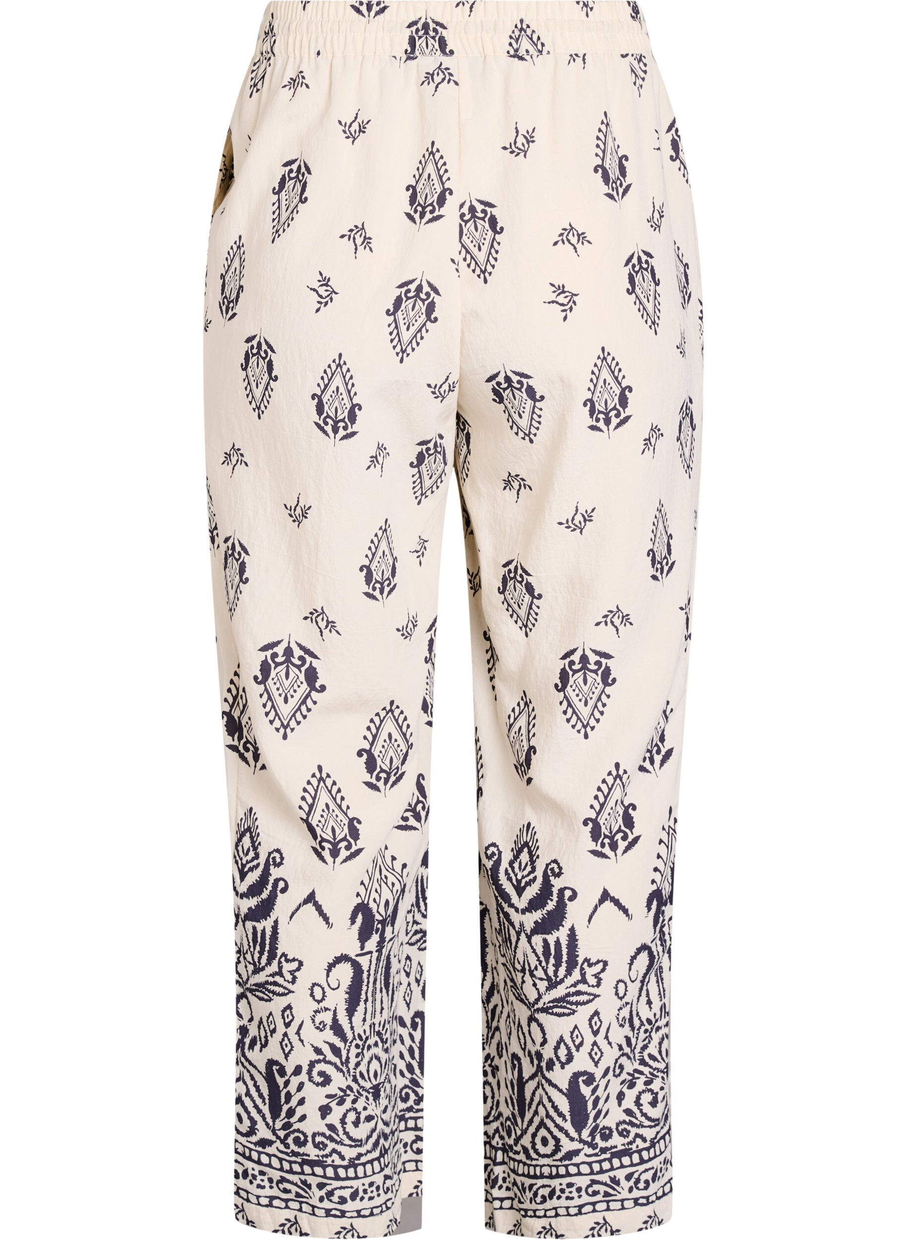 ZizziLosse broek met print en hoge taille, Beige, Packshot image number 1