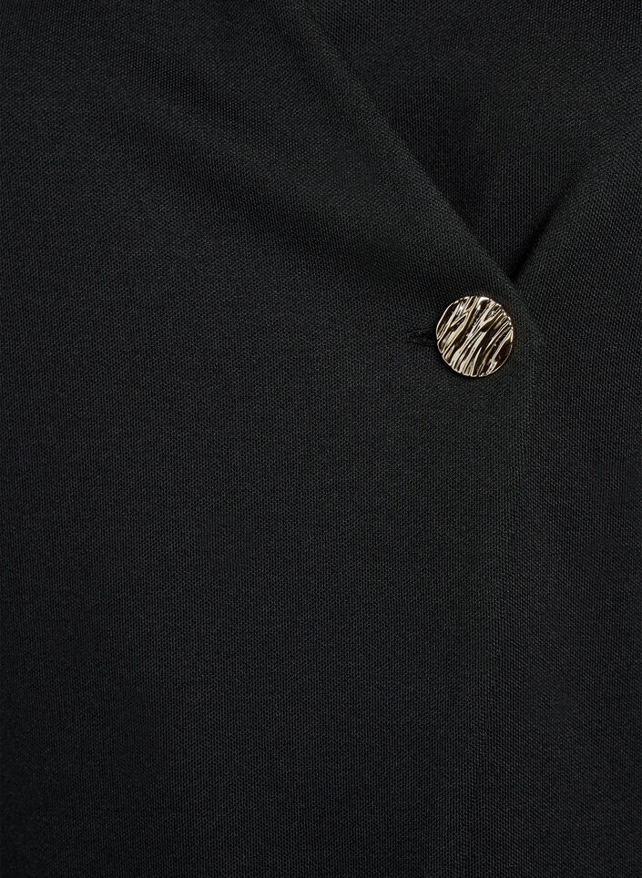 Blouse met asymmetrisch wikkeleffect en korte mouwen, Zwart, Packshot image number 2