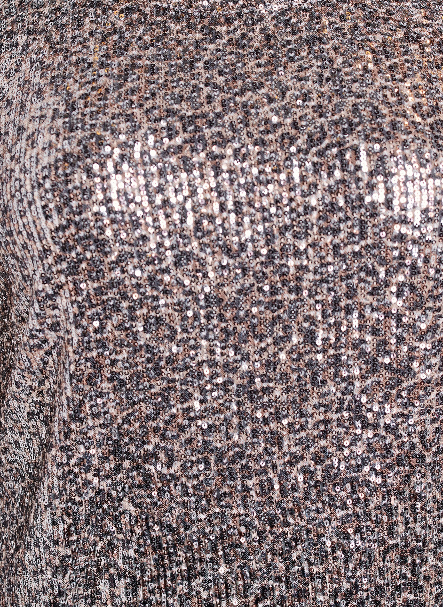 Zizzi Robe courte &agrave; sequins &agrave; manches longues, Marron, Packshot image number 2