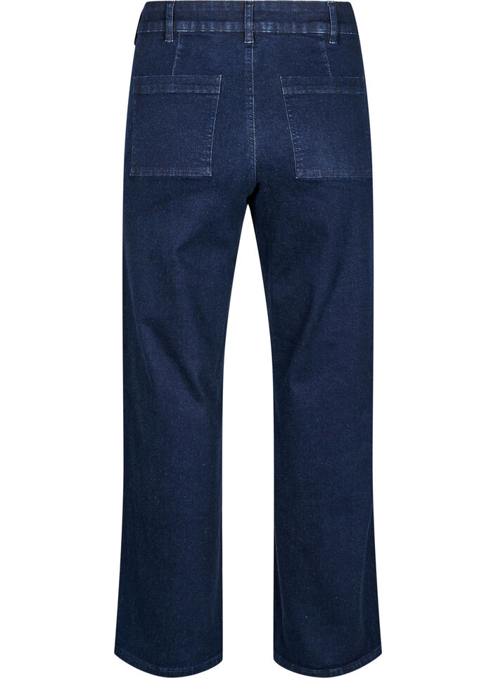 Jean large taille haute, Bleu, Packshot image number 1