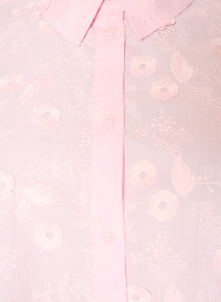 Shirt met bloemenborduursel en wijde mouwen, Roze, Packshot image number 2