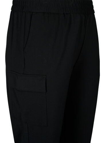 Pantalon cargo avec taille élastique, Black, Packshot image number 2