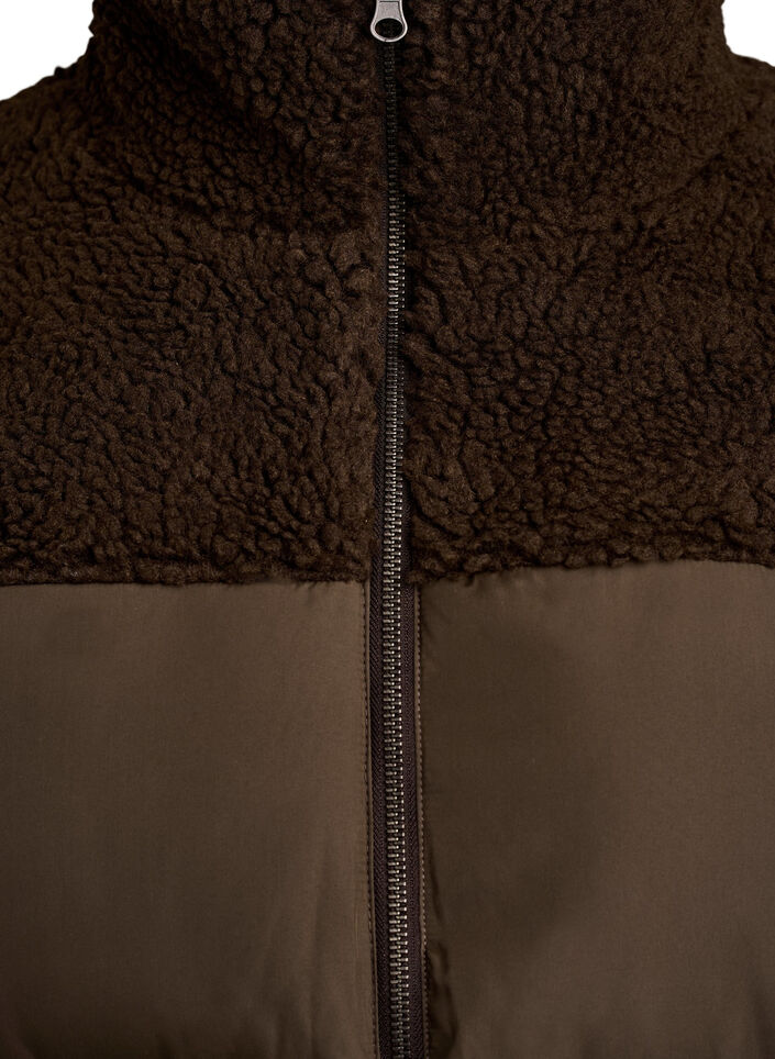 Doudoune mi-longue avec polaire teddy, Marron, Packshot image number 2
