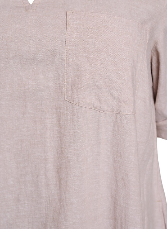 Tunique coupe trap&egrave;ze en lin et viscose, Beige, Packshot image number 2