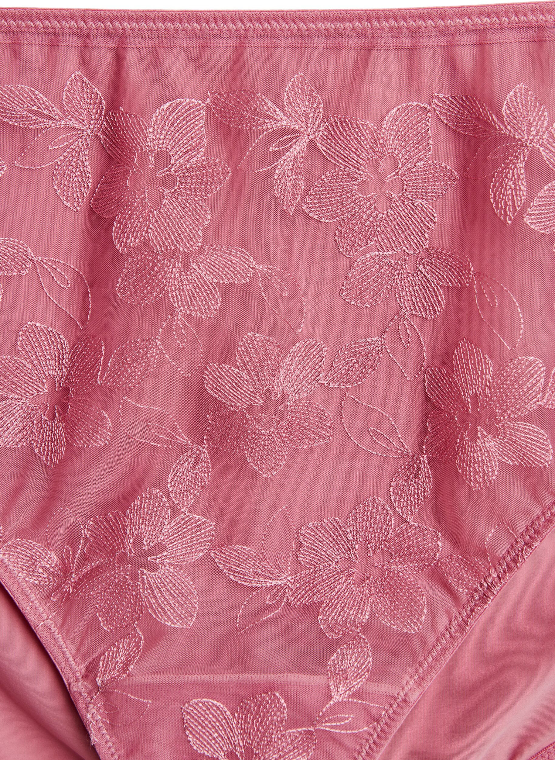Zizzi Culottes en microfibre avec r&eacute;sille et broderie, Rose poudr&eacute;e, Packshot image number 2