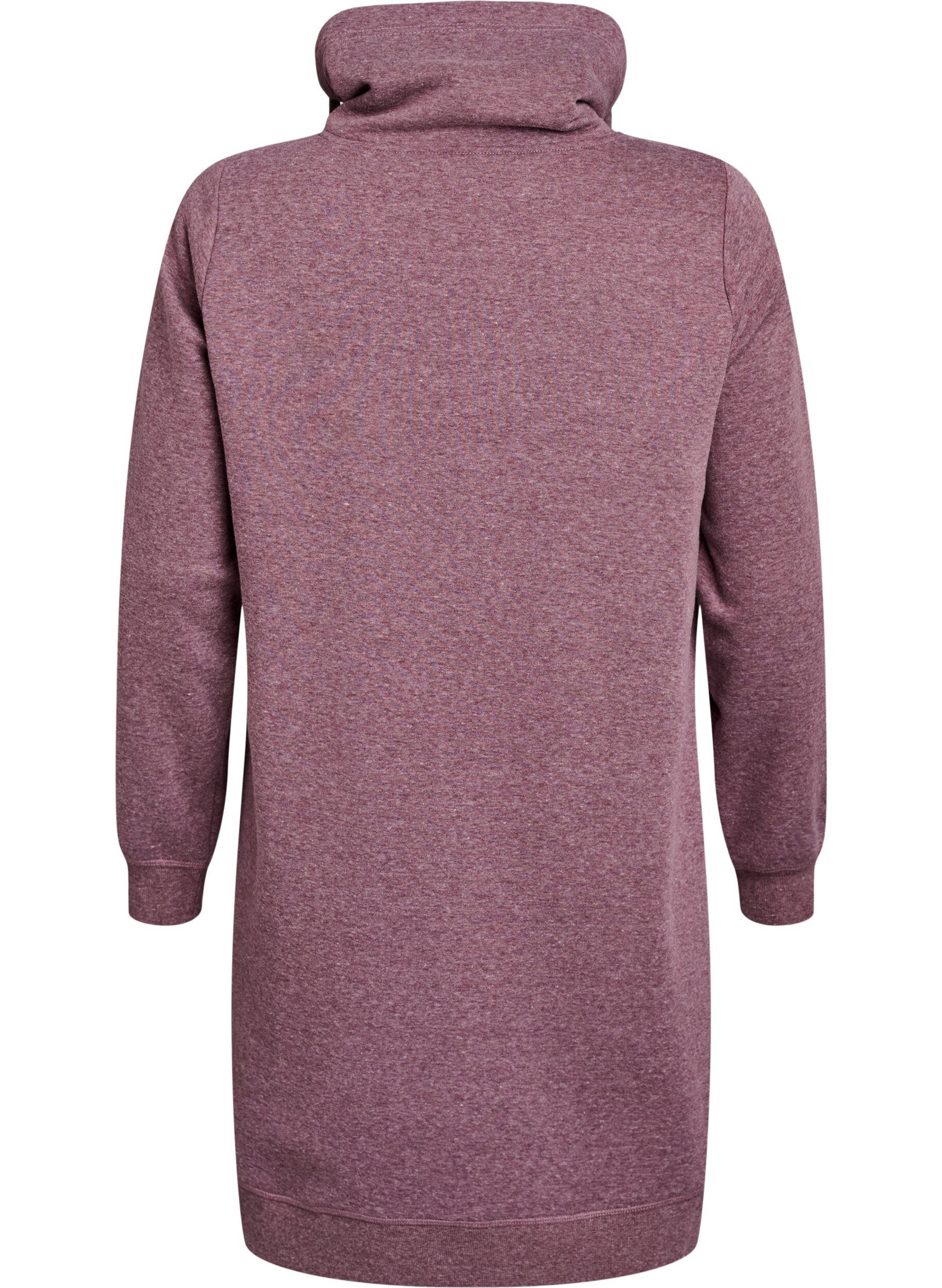 ZizziFLASH - Kort sweatshirt jurk met hoge kraag en zakken, Rood, Packshot image number 1