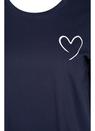 Pyjama T-shirt in katoen met korte mouwen, Navy Blazer w. Heart, Packshot image number 2