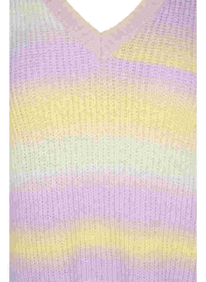 Gebreide trui met v-hals, Lavender Comb., Packshot image number 2