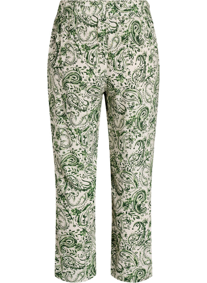 Viscose broek met hoge taille, Groen, Packshot image number 1