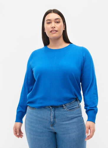 Pull en tricot de couleur unie avec nervures, Skydiver Mel., Model image number 0