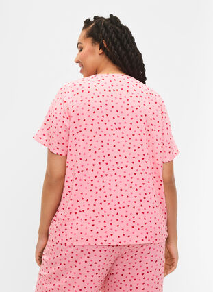 Bedrukte pyjamatop van viscose, Pink Icing W. hearts, Model image number 1
