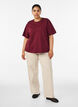 Boxy katoenen T-shirt, Rood, Model image number 1