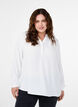 Blouse met lange mouwen en V-hals, Bright White, Model image number 0