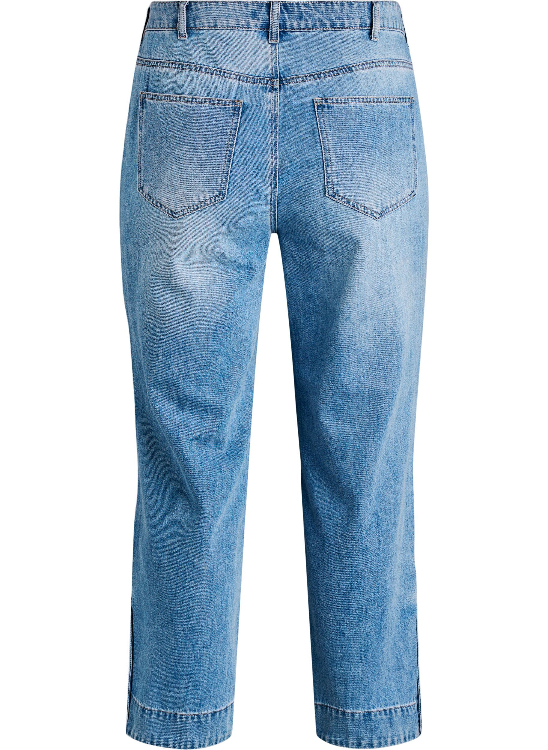 ZizziJean cropped Kiana &agrave; coupe droite avec d&eacute;tails boutonn&eacute;s, Bleu Clair, Packshot image number 1