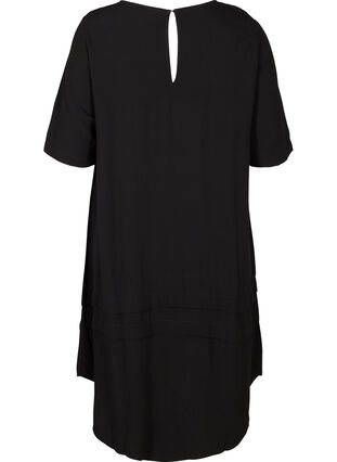 Viscose jurk met high-low effect, Black, Packshot image number 1