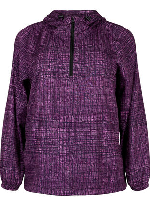 Anorak de sport avec fermeture éclair et poches, Square Purple Print, Packshot image number 0