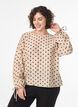 Blouse met stippen en strikdetails, Beige, Model image number 0