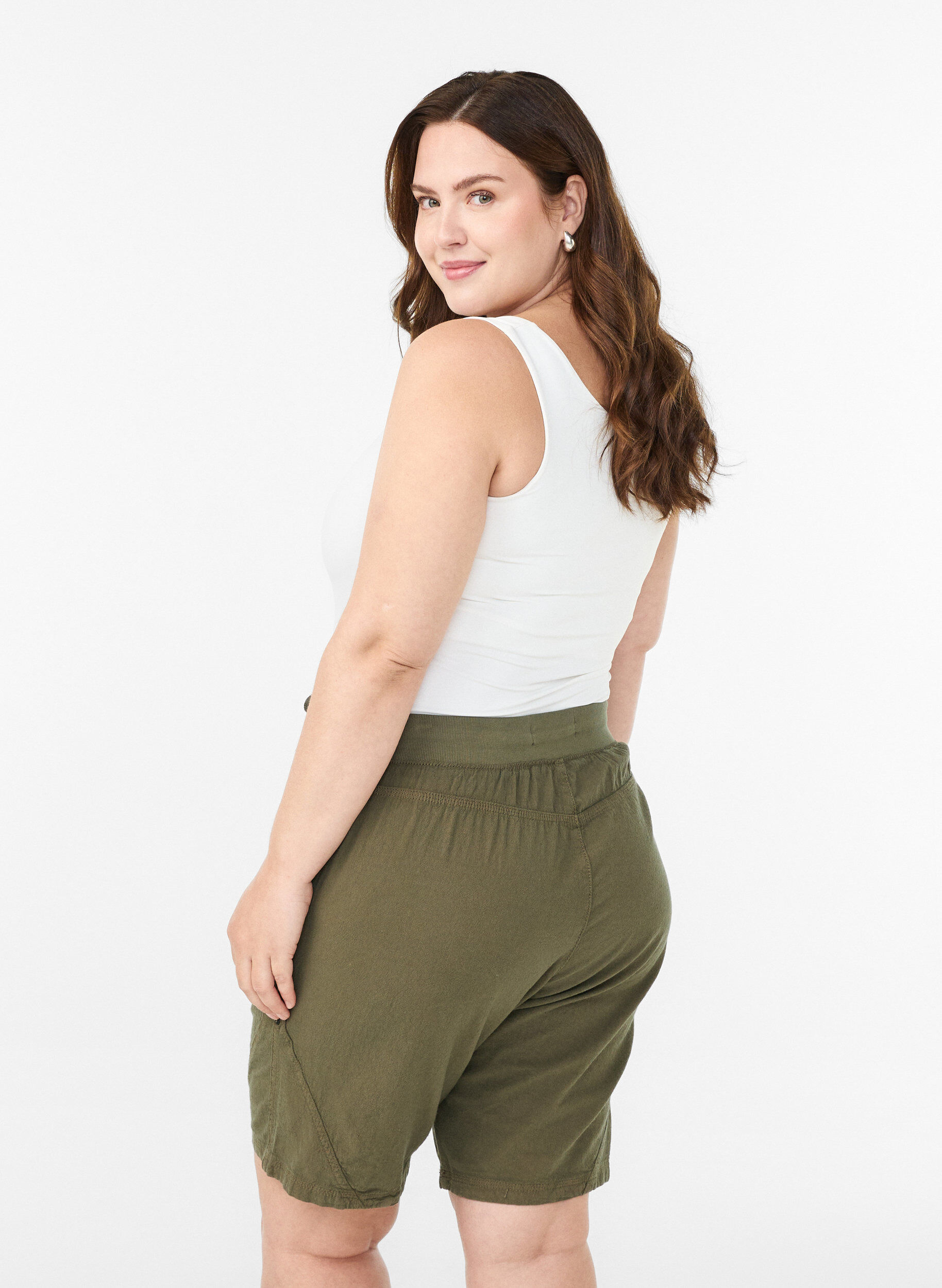ZizziShort en coton ample avec poches, Vert, Model image number 2