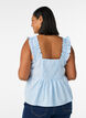 Top met ruitjes en ruchesdetails, Blauw, Model image number 2