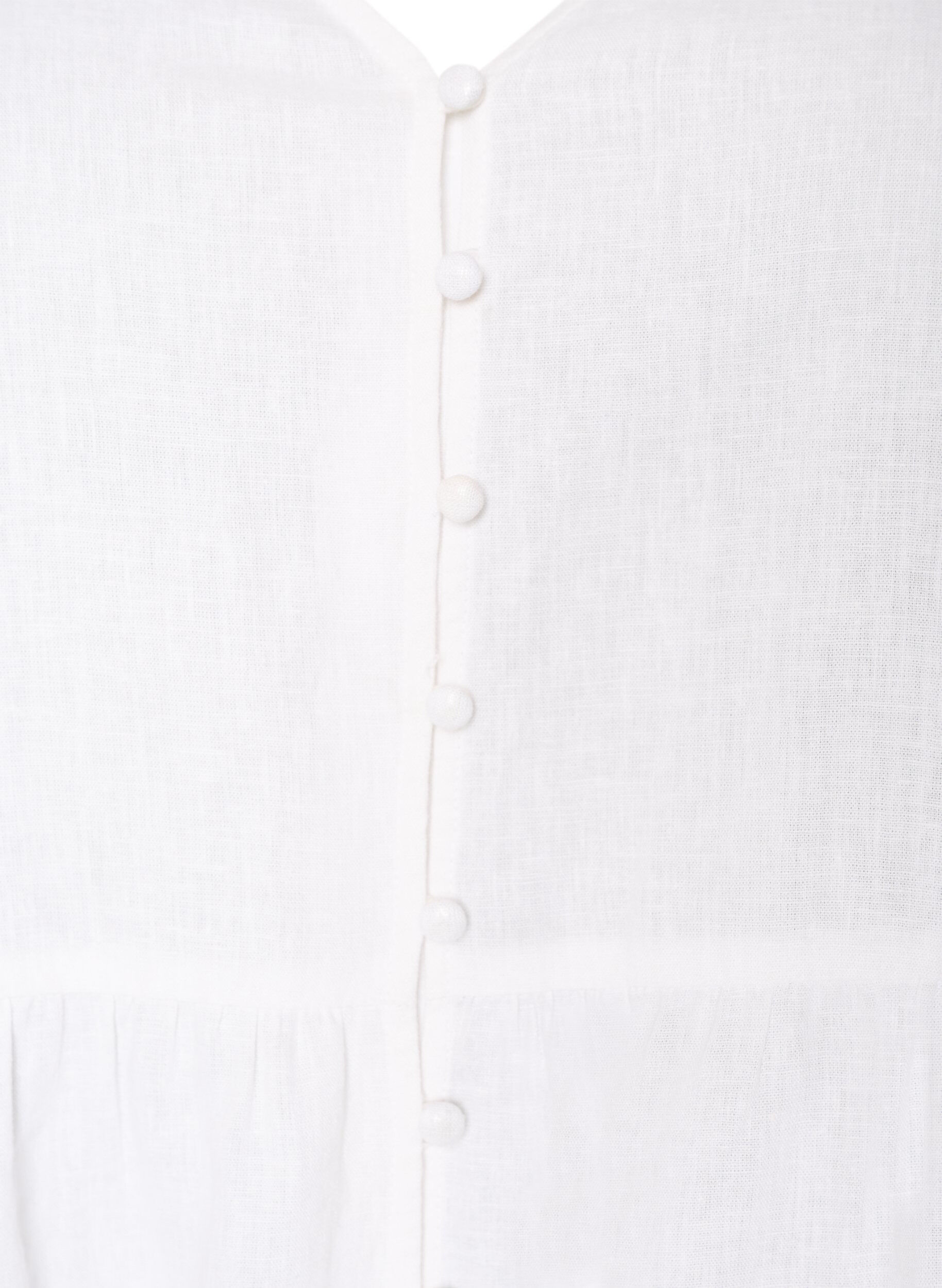 ZizziBlouse in linnen en viscose met een V-hals en knoopsluiting, Wit, Packshot image number 2