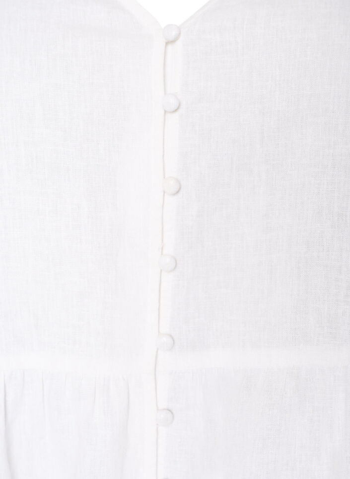 Blouse in linnen en viscose met een V-hals en knoopsluiting, Wit, Packshot image number 2