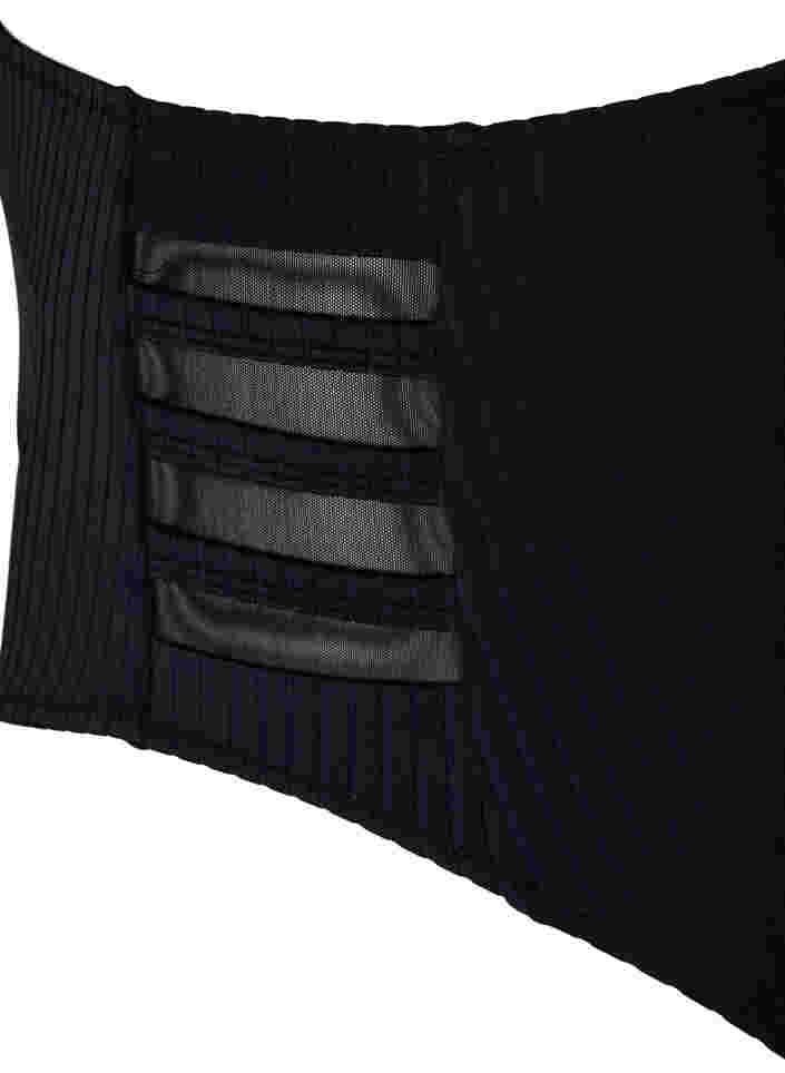 Bas de bikini taille haute avec texture côtelée, Black, Packshot image number 3