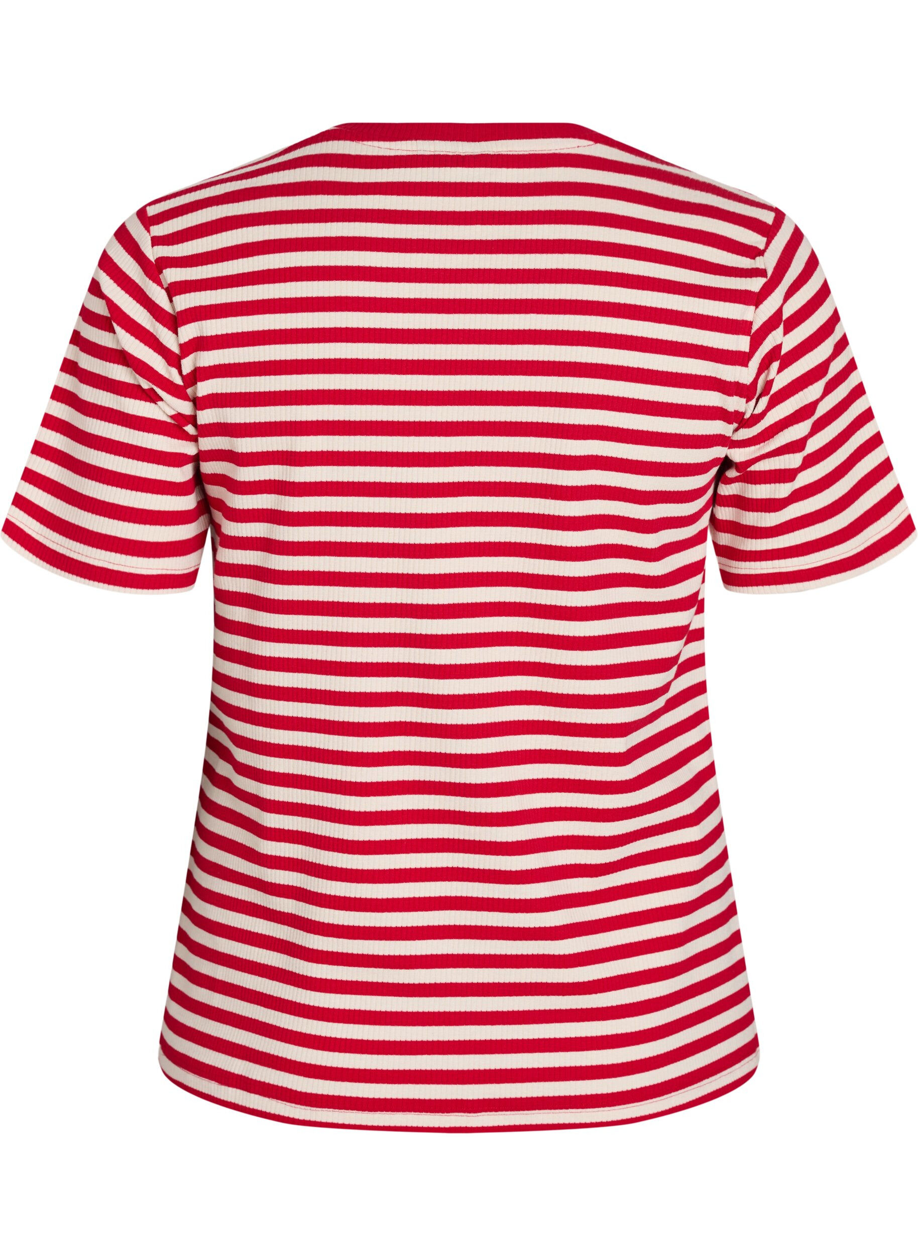 ZizziT-shirt ray&eacute; &agrave; texture c&ocirc;tel&eacute;e, Rouge, Packshot image number 1