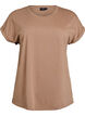 T-shirt met korte mouwen van katoenmix, Bruin, Packshot image number 0