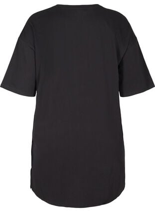Katoenen T-shirt jurk met print details, Black w. Black, Packshot image number 1