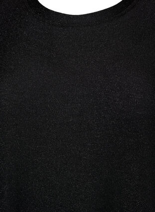 Robe à paillettes avec manches 3/4 et col rond, Black Black, Packshot image number 2