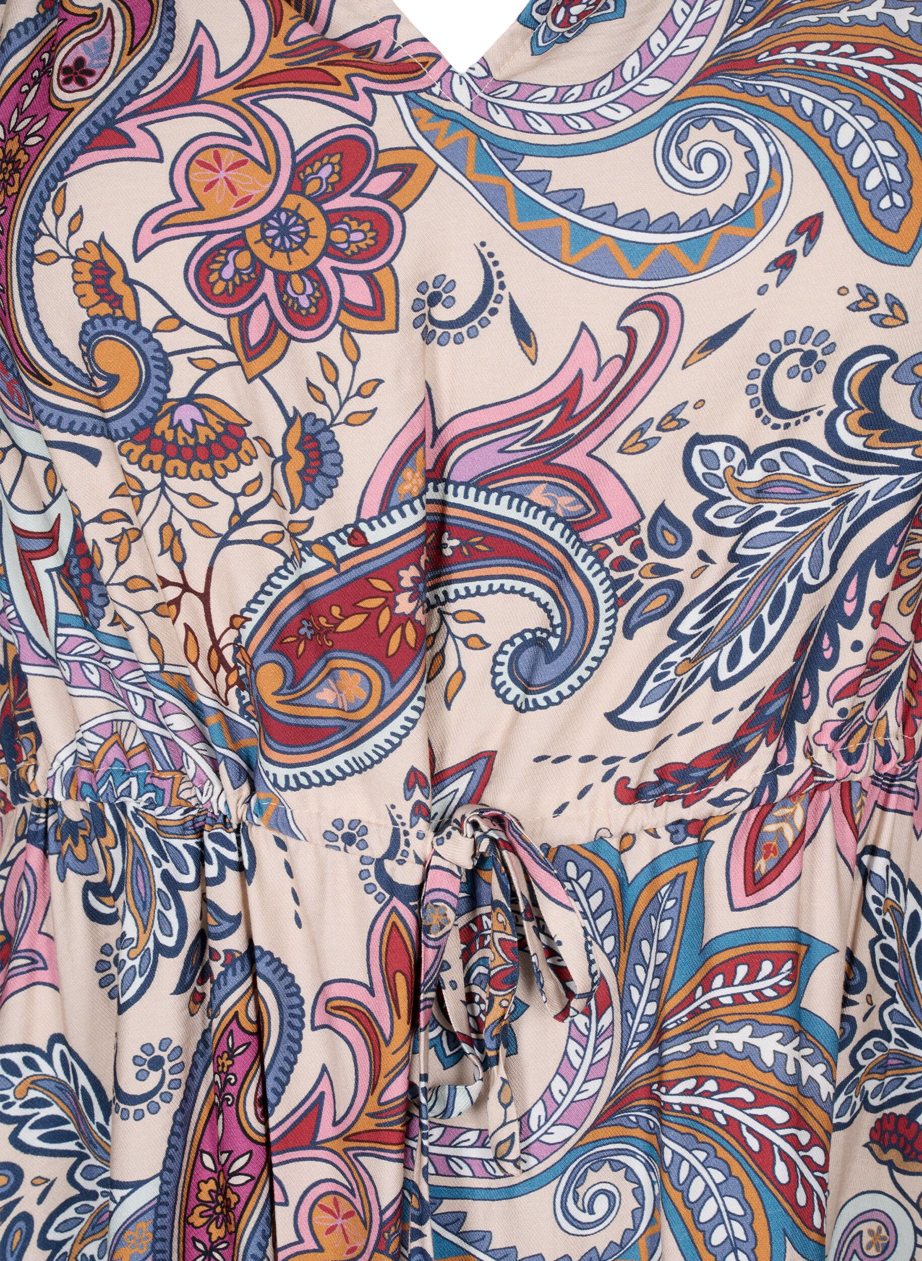 ZizziJurk van viscose met korte mouwen en een paisleyprint, Sand Do. Paisley AOP, Packshot image number 2