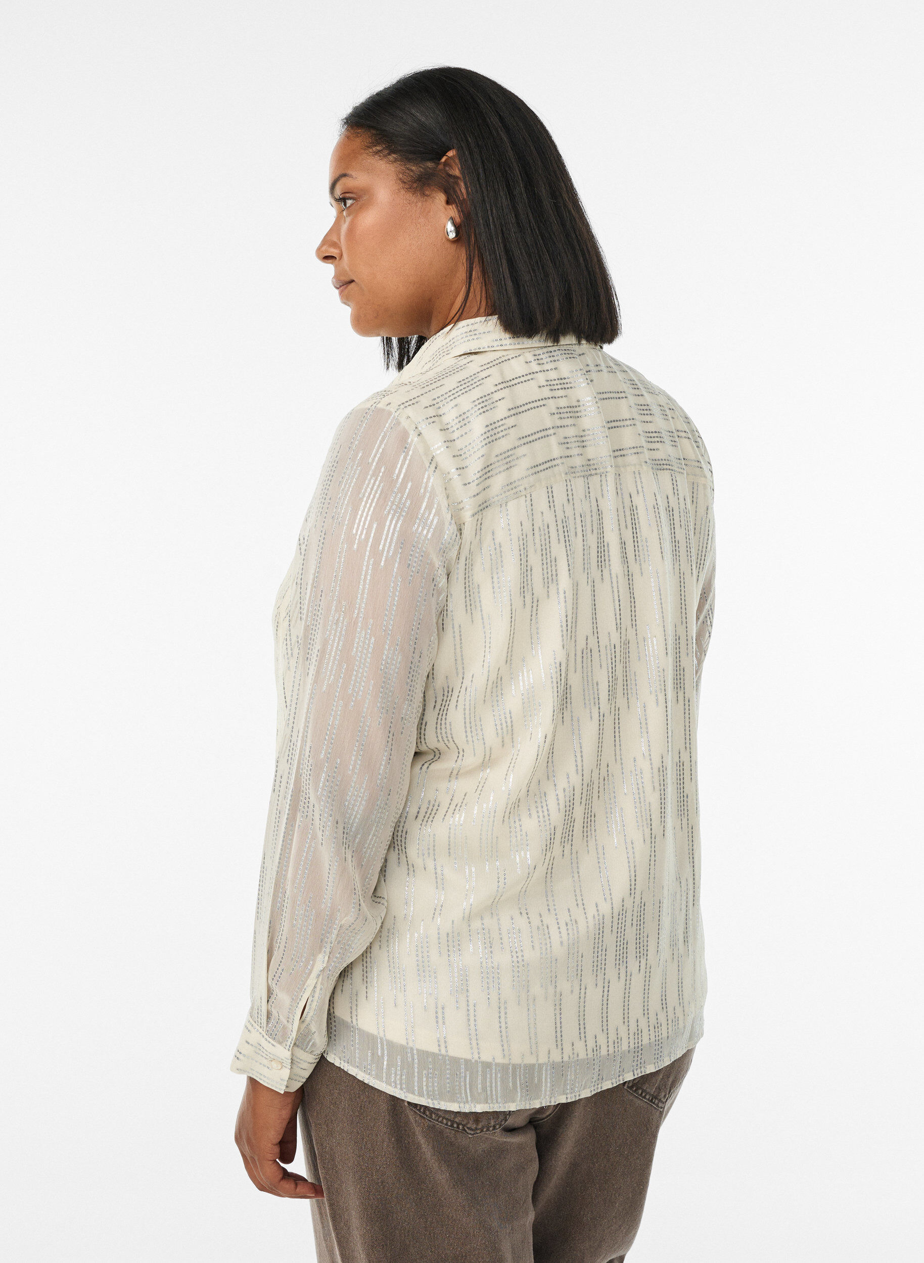 ZizziShirt met glinsterend patroon, Vanille, Model image number 2