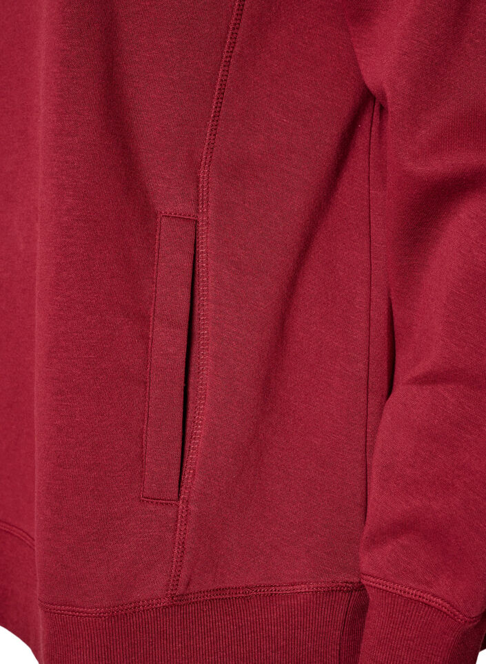 Sweatshirt met hoge kraag en zakken, Rood, Packshot image number 3
