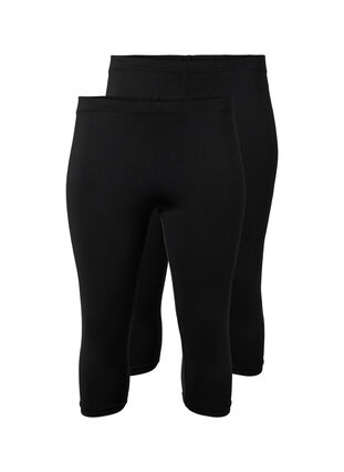 2-pack leggings avec longueur 3/4, Black / Black, Packshot image number 0