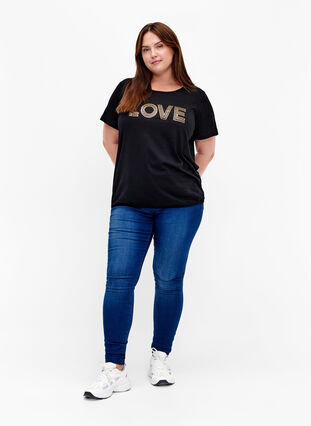 Katoenen T- shirt met print, Black W. Love, Model image number 2
