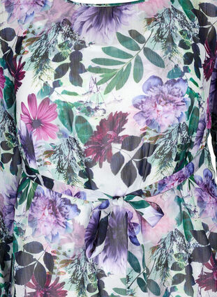 Robe midi fleurie à manches longues, Purple Flower mix, Packshot image number 2